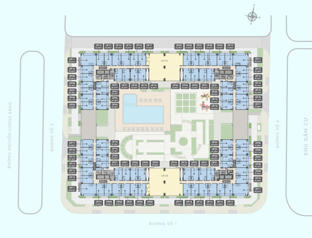 Mặt bằng tầng office, tầng 5, Q7 Boulevrad